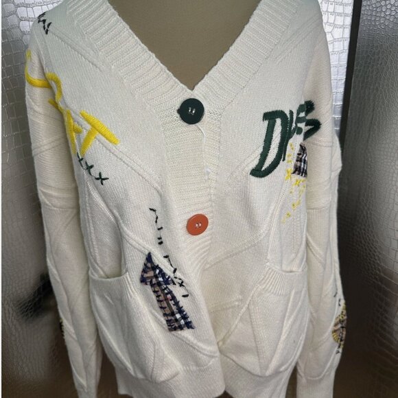 ebossy Embroidered Cable Knit Cardigan Sweater-Super Soft Whimsical Size Small - Picture 2 of 9